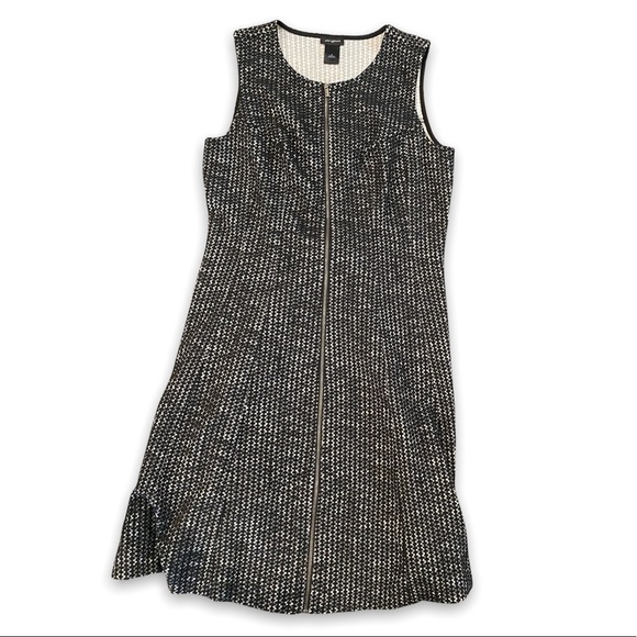 zipper front black knit midi dress ann taylor size 6 - Picture 3 of 3